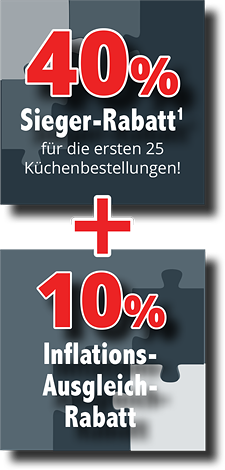 40% Sieger-Rabatt + 10% Inflationsausgleichs-Rabatt!